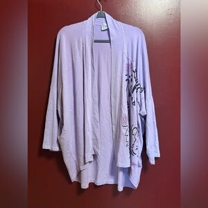 Inoah Cardigan‎ Women’s Size XL Lavender Doodles Wearable Art Whimsical Kimono